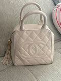 White Chanel vertical bowling bag