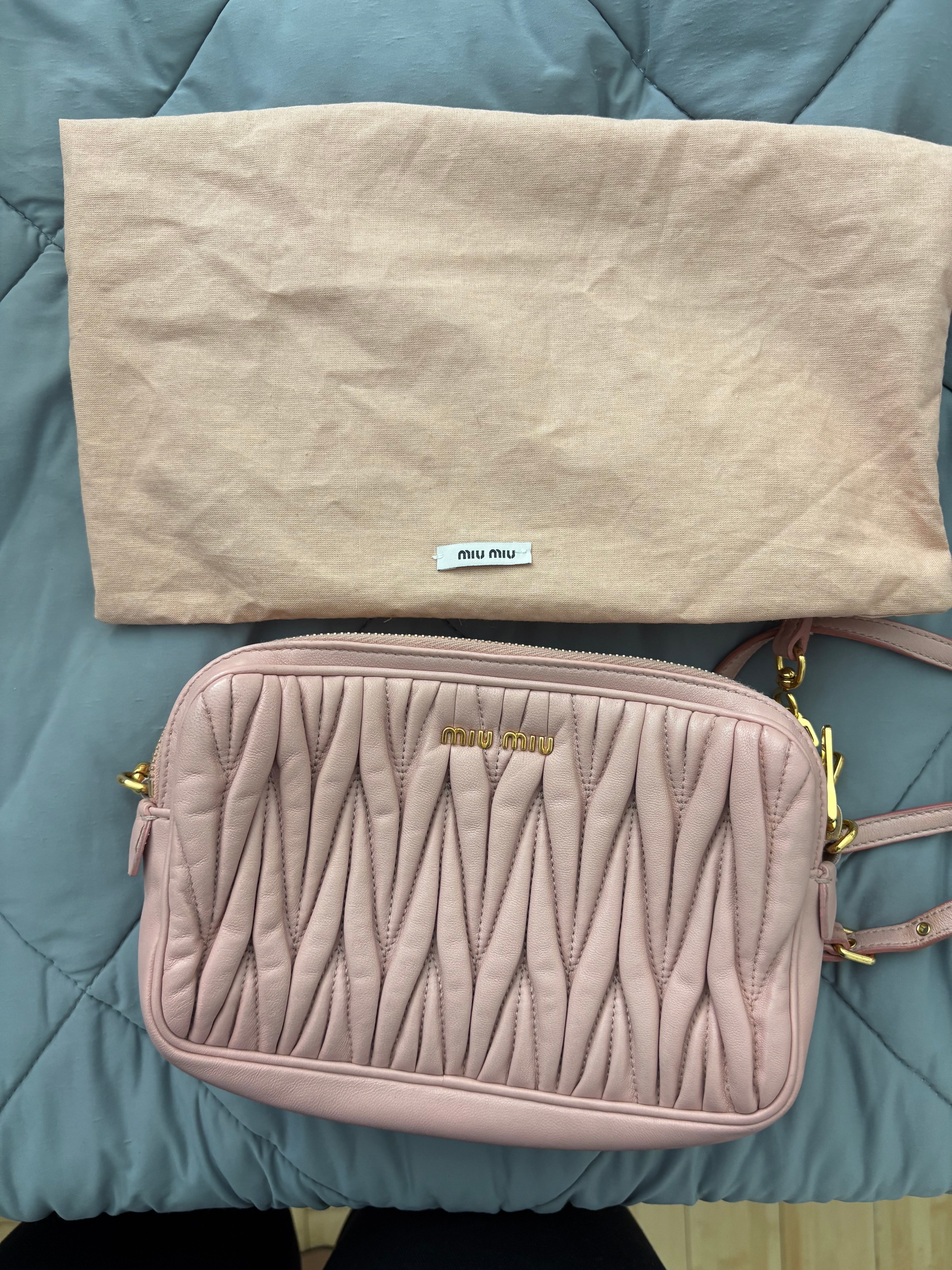 Pink Miu Miu leather crossbody bag