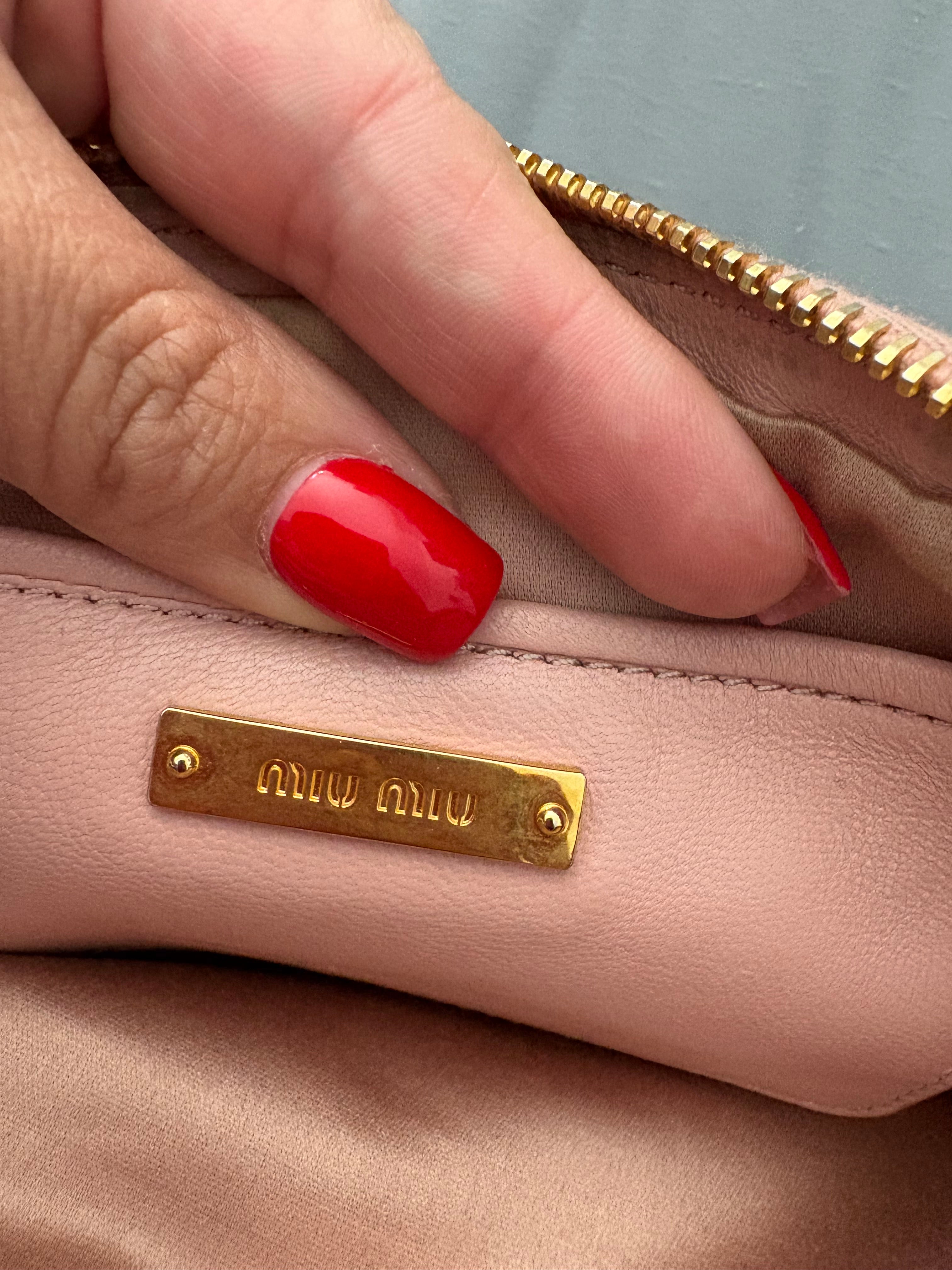 Pink Miu Miu leather crossbody bag